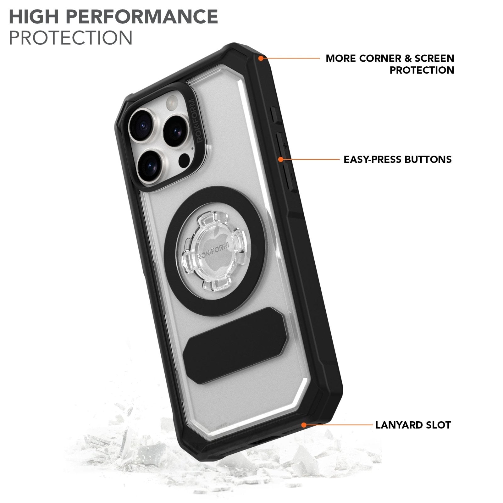 Rokform Crystal Clear iPhone 16 Pro Max Case: Military-Grade Magnetic Protection