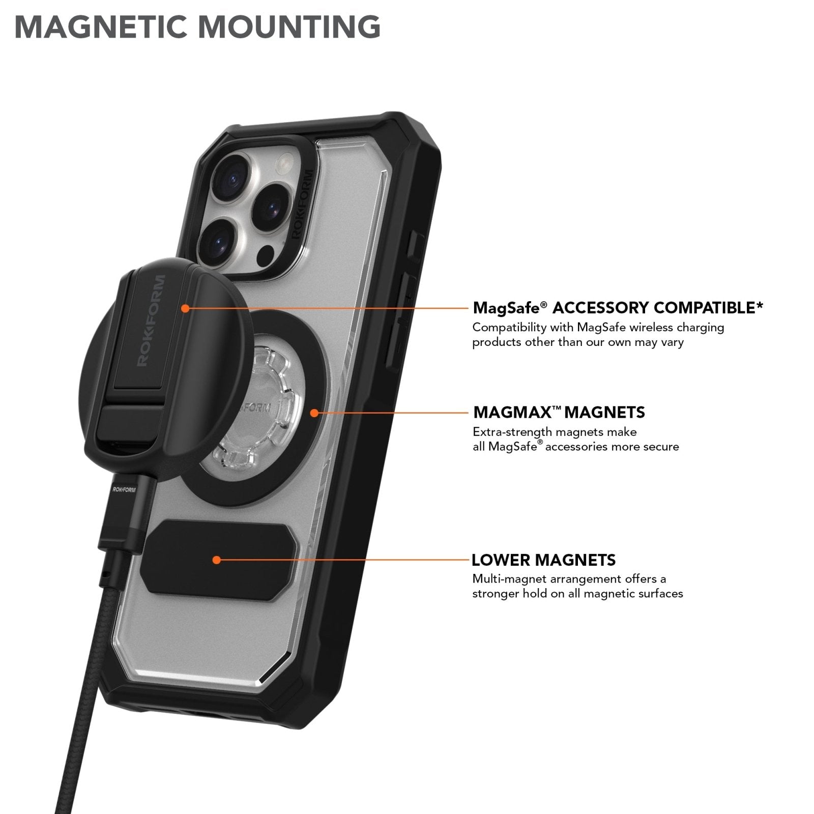 Rokform Crystal Clear iPhone 16 Pro Max Case: Military-Grade Magnetic Protection