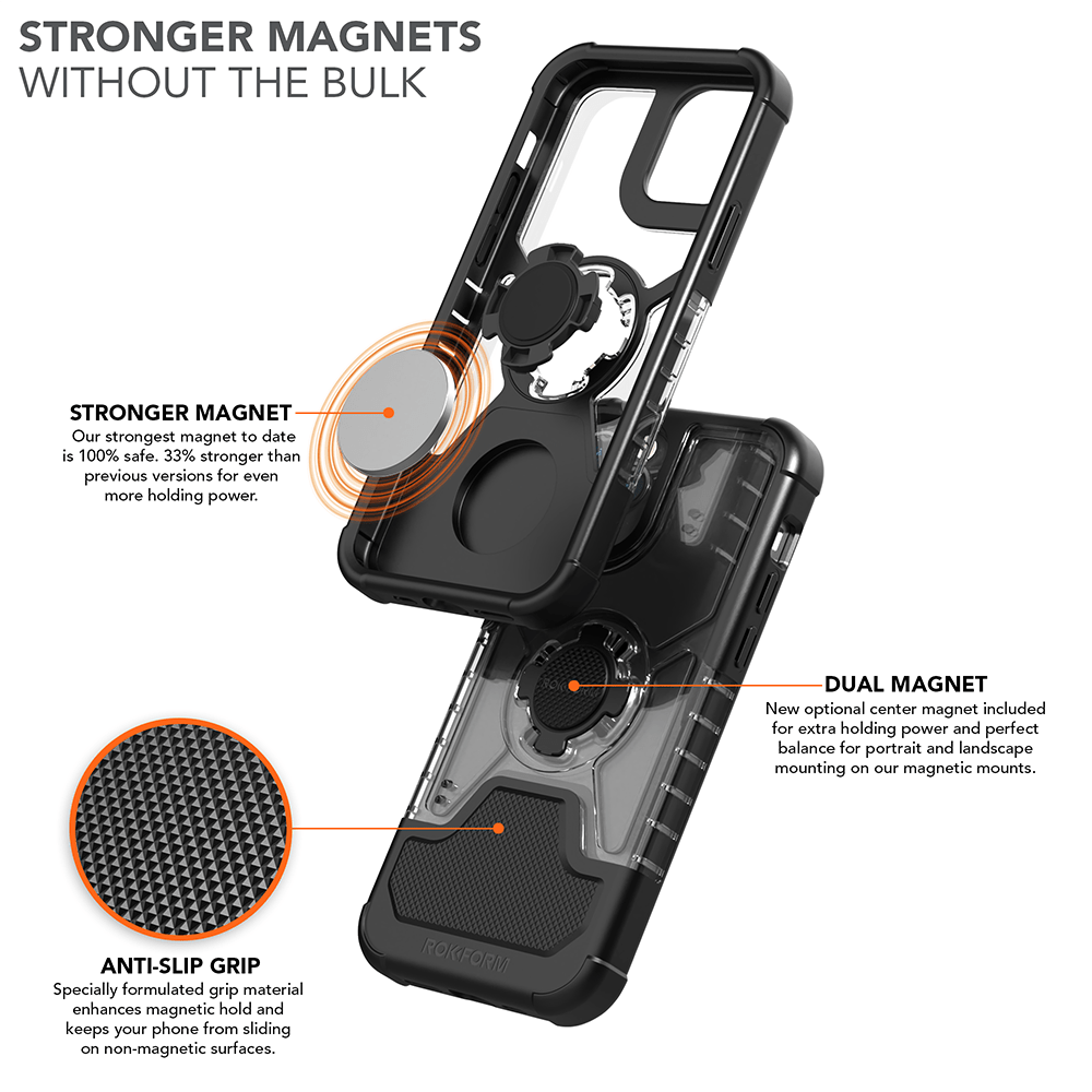 Rokform Crystal Case for iPhone 12 Pro Max: Magnetic, Shockproof, Slim, Mountable Protection