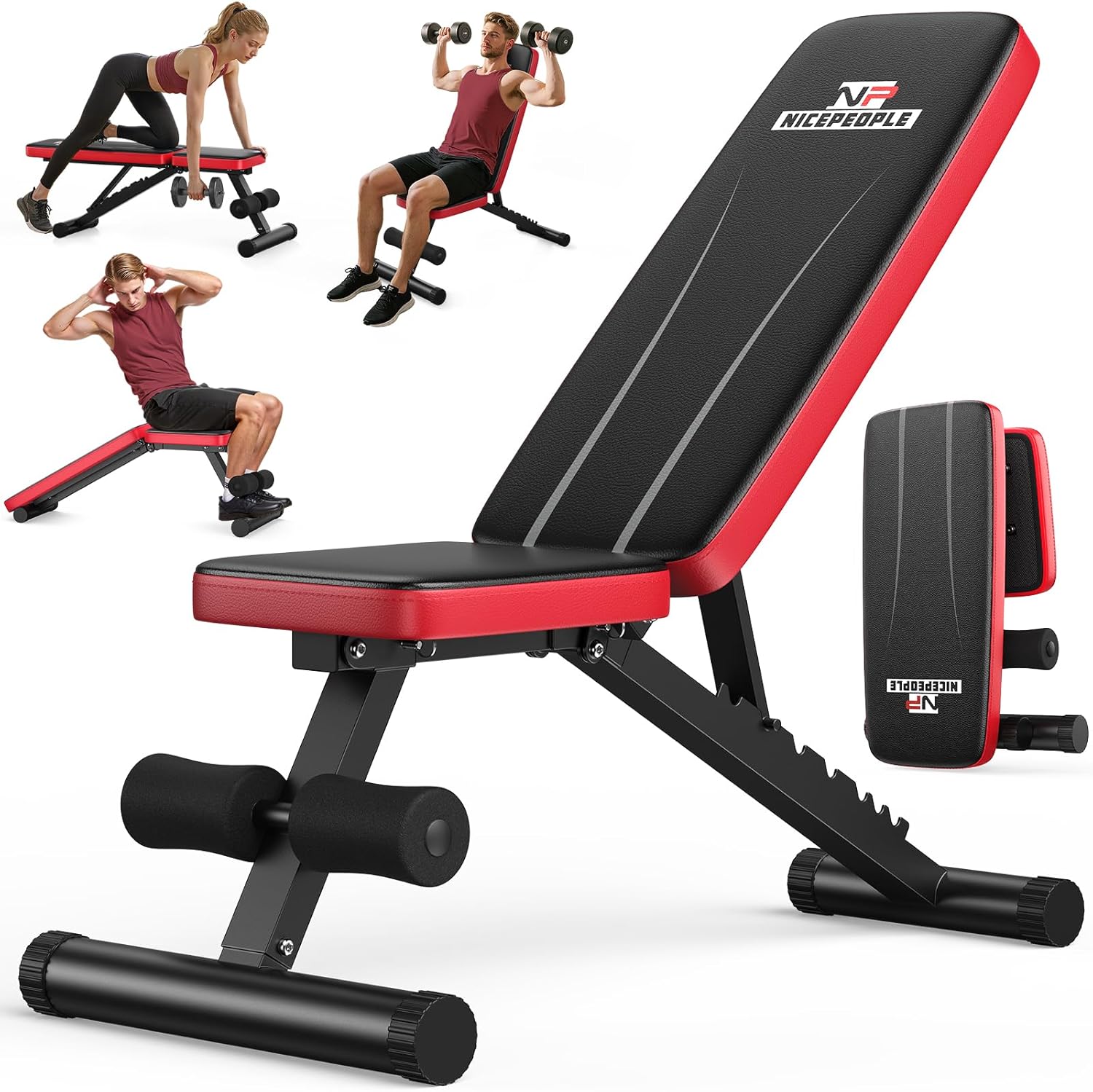 NICEPEOPLE Adjustable Weight Bench for Home Gym – 660LBS, Foldable with 8 Backrest Angles
