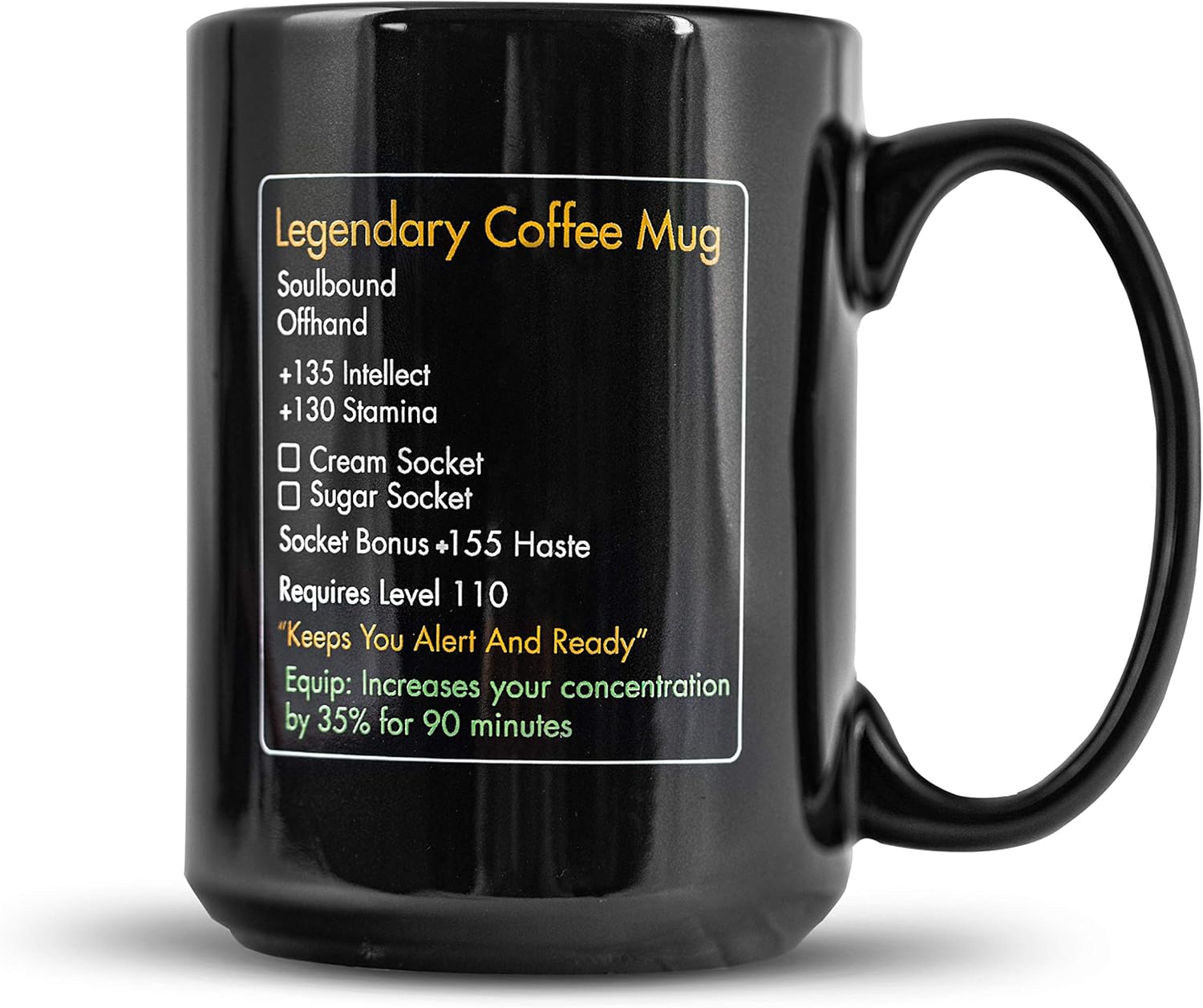 MMO Legendary Level 110 Gaming Coffee Mug - Large 15oz Black Ceramic Gamer Cup